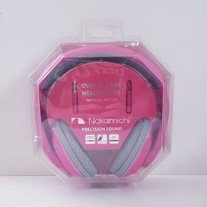 💚2/$20 Nakamichi Over the Ear Headphones Metallic Edition Pink